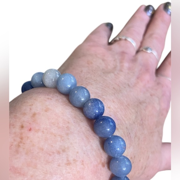 Blue Aventurine All Natural Crystal Stone Healing Properties Stretch Bracelet - Picture 9 of 9